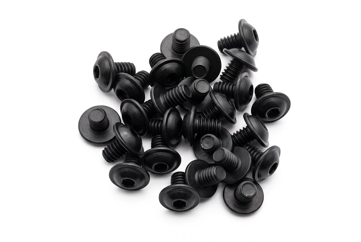 1/4-20 Flanged Button Head Socket Screws - Black 316 Stainless Steel (26-Pack, 5 Lengths: 3/8 in to 1 in)