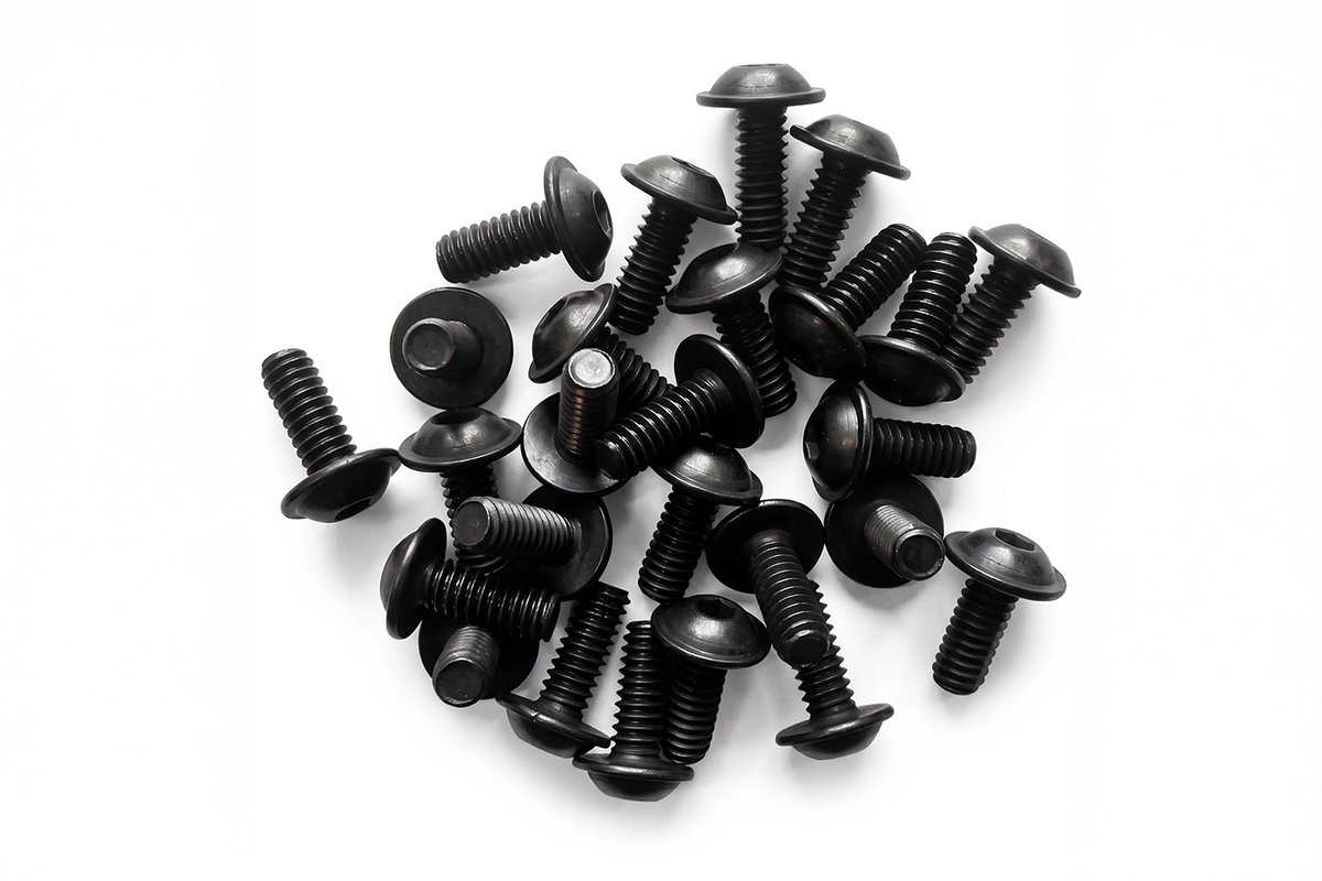 1/4-20 Flanged Button Head Socket Screws - Black 316 Stainless Steel (26-Pack, 5 Lengths: 3/8 in to 1 in)
