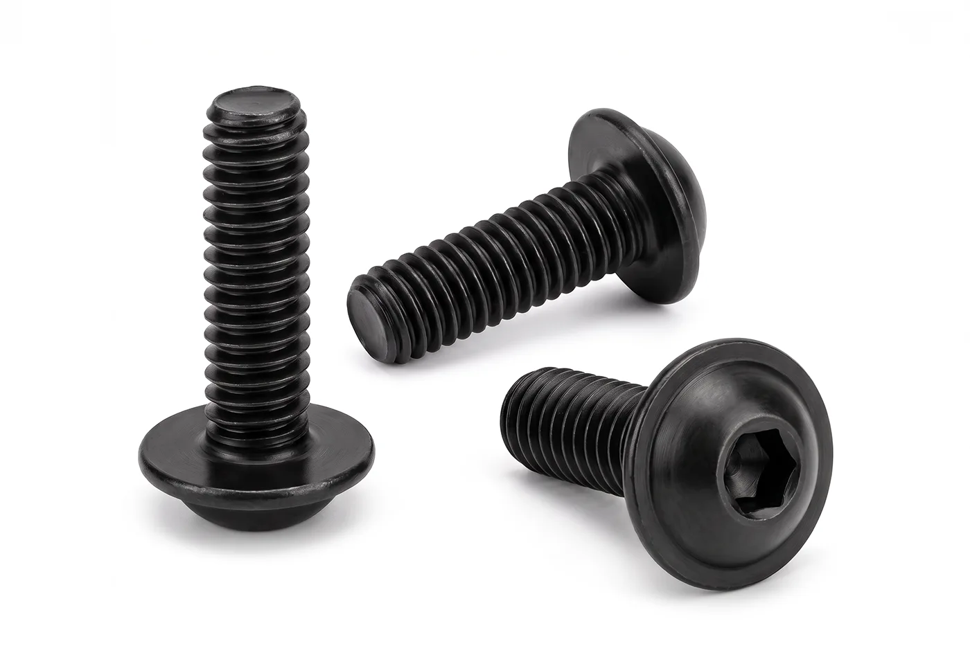 Orion Van Gear black 316 stainless steel 1/4-20 flanged button head socket screws, group of 3 bolts