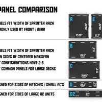 Compare different modular roof deck panel sizes for your van