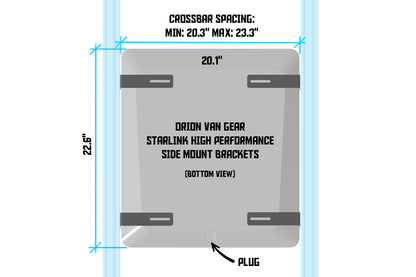 Orion Flat high performance mounting brackets for starlink - side mount diagram