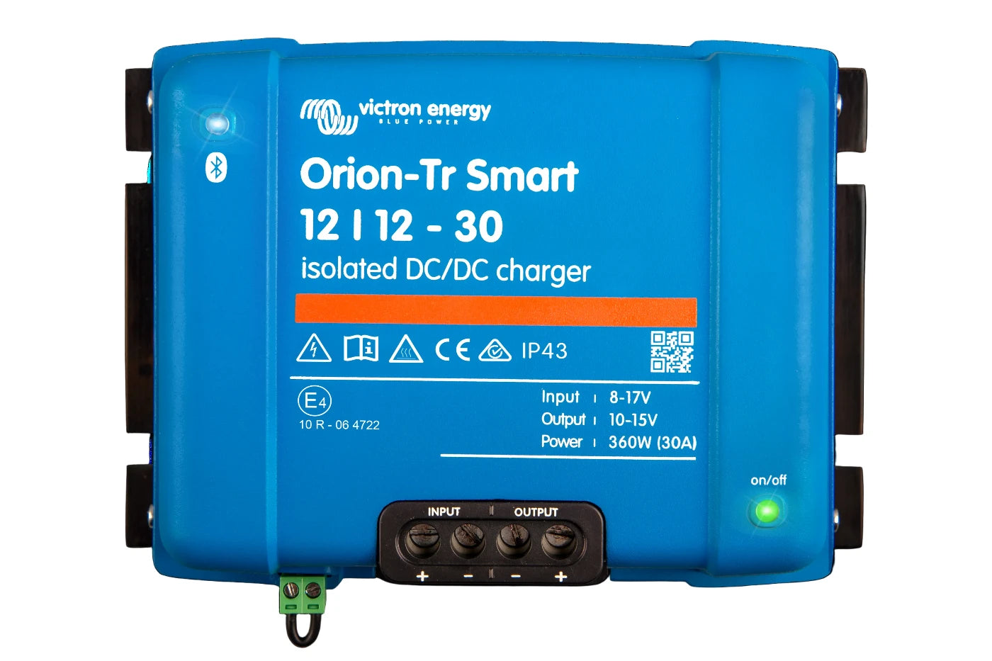 Blue Victron Energy Orion-Tr Smart DC/DC charger on a white background
