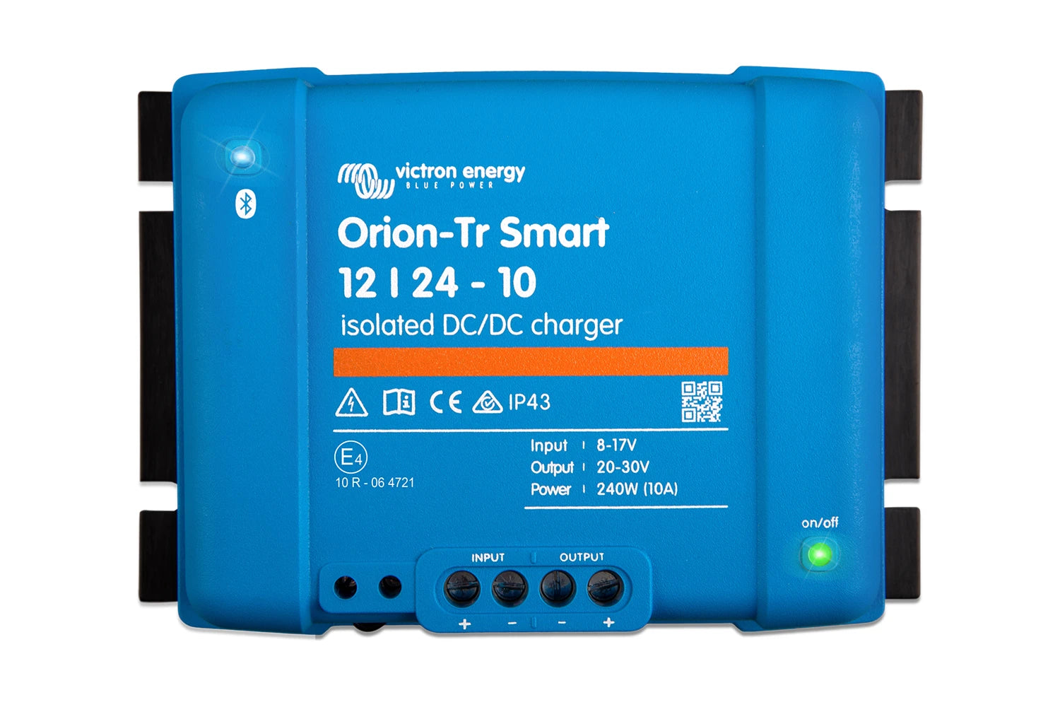 Blue Victron Energy Orion-Tr Smart DC/DC charger on a white background