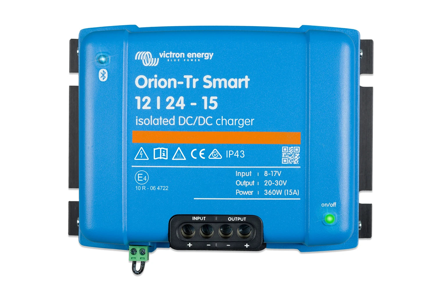 Blue Victron Energy Orion-Tr Smart DC/DC charger on a white background