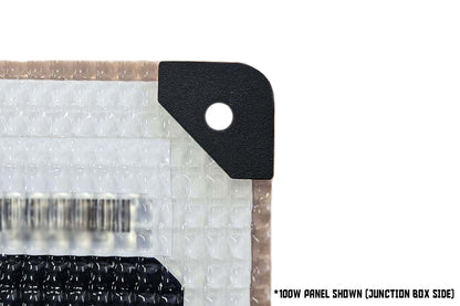 Walkable Solar Mounting Washers Shown on 100 Watt walkable solar panel junction box side