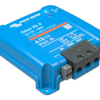 Victron Orion XS 12V DC-DC battery charger viewed from the front left corner