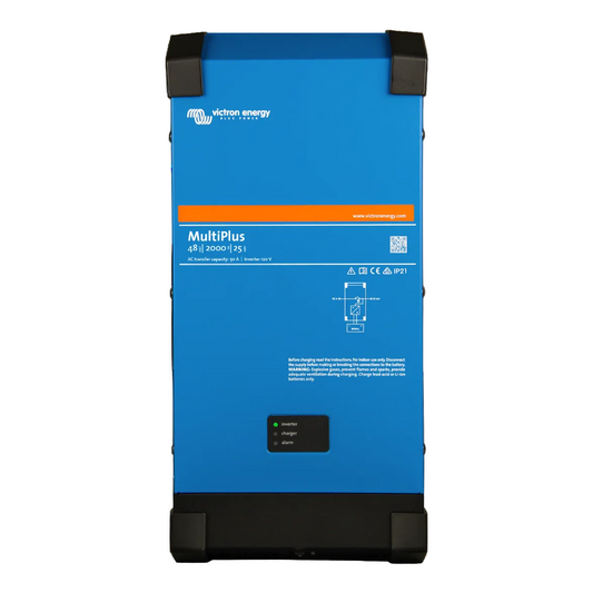 Blue Victron Energy MultiPlus power station on a white background