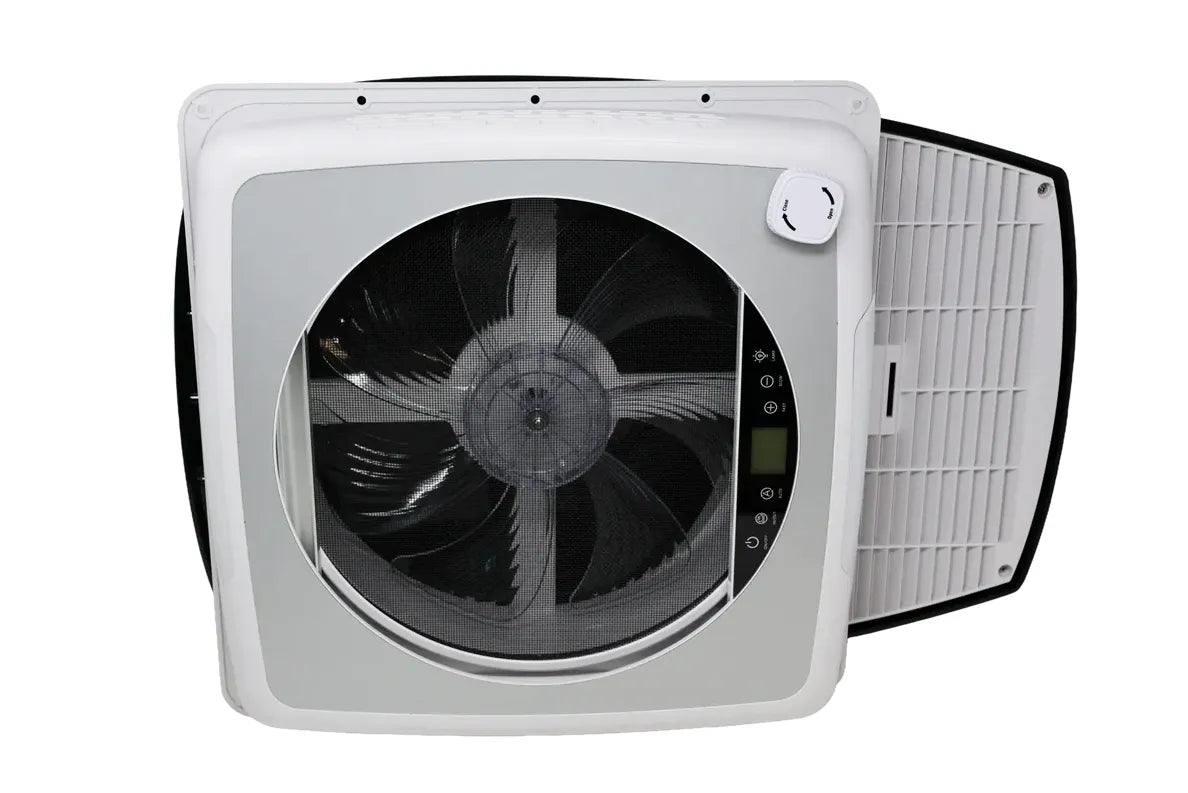 ProBreeze Vent System brushless roof fan open grey and white