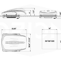 Technical drawing of probreeze van fan with dimensions