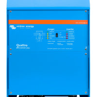 Blue Victron Energy Quattro 48/3500/1600 power station on a white background