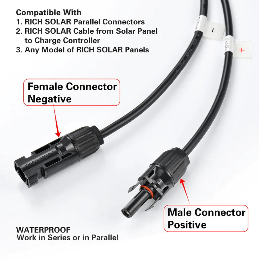 Rich 100 Watt Slim Monocrystalline Solar Panel Connectors