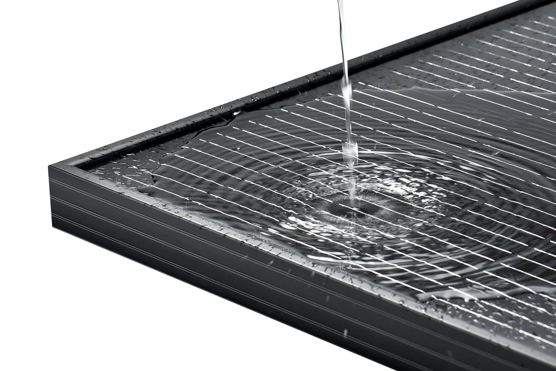 Rich Solar 250 Watt Black Panel with water on top