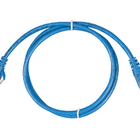 Blue RJ 45 cable coiled on a white background