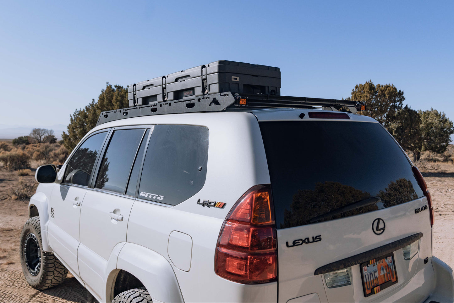 Roam 83l Rigid Case mounted on a vehicle rack