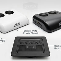 RoamAir R2 black and white exterior shrouds with black interior bezel, available in 12V or 48V DC