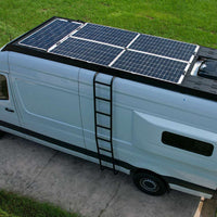170wb high roof sprinter with 700w of walkable solar on orion roof rack and nomadic X2 AC