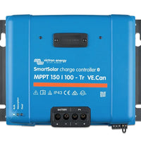 Blue Victron Energy SmartSolar charge controller on a white background