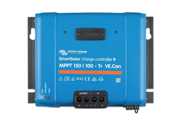 Blue Victron Energy SmartSolar charge controller on a white background
