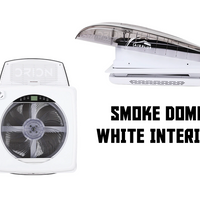 AirPlus roof fan with transparent smoke dome and white interior shroud