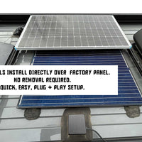 new solar panels install directly over factory panel. No removal necessary. Plug and play