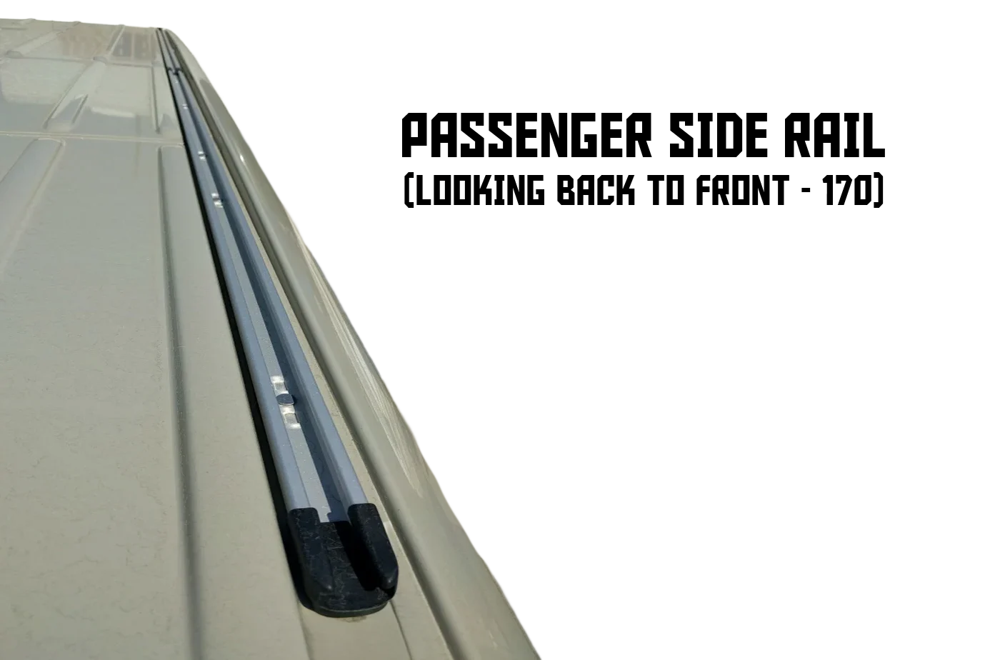 Sprinter 170 EXT roof with OEM silver roof rail kit mounted