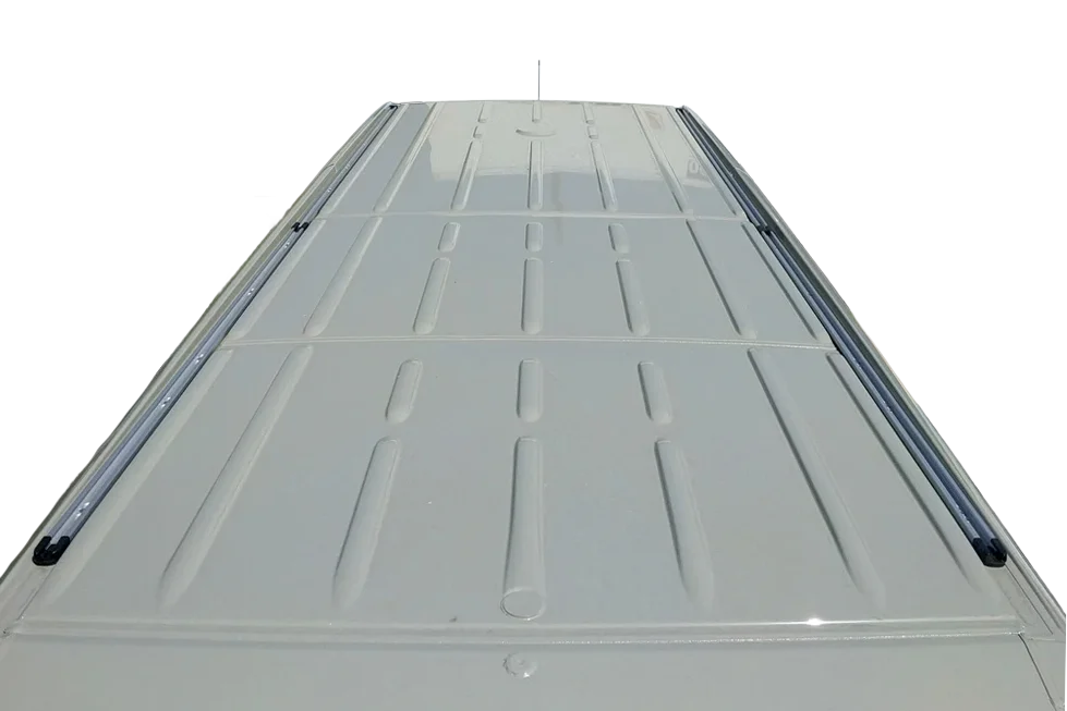 OEM Mercedes Sprinter roof rails installed on 170 wheelbase van