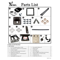 Parts list for X2 Helix AC unit with labeled components on a white background
