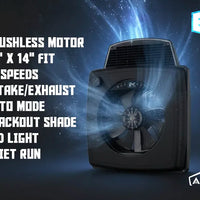nomadicark air plus fan with features listed on a dark background, featuring the Orion Van Gear logo.