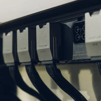 Close-up of EcoFlow battery and AC output cable connections on the Power Hub system.