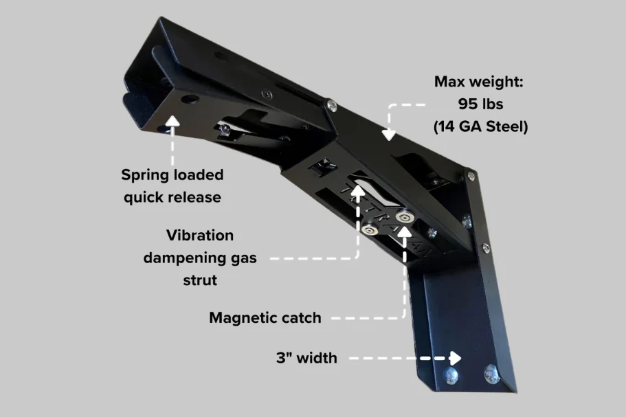 Tetravan heavy duty countertop extension bracket for van interiors - features
