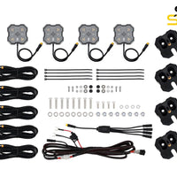 Automotive lighting components including LED lights, wiring harnesses, and mounting hardware on a white background with 'Stage Series' branding.