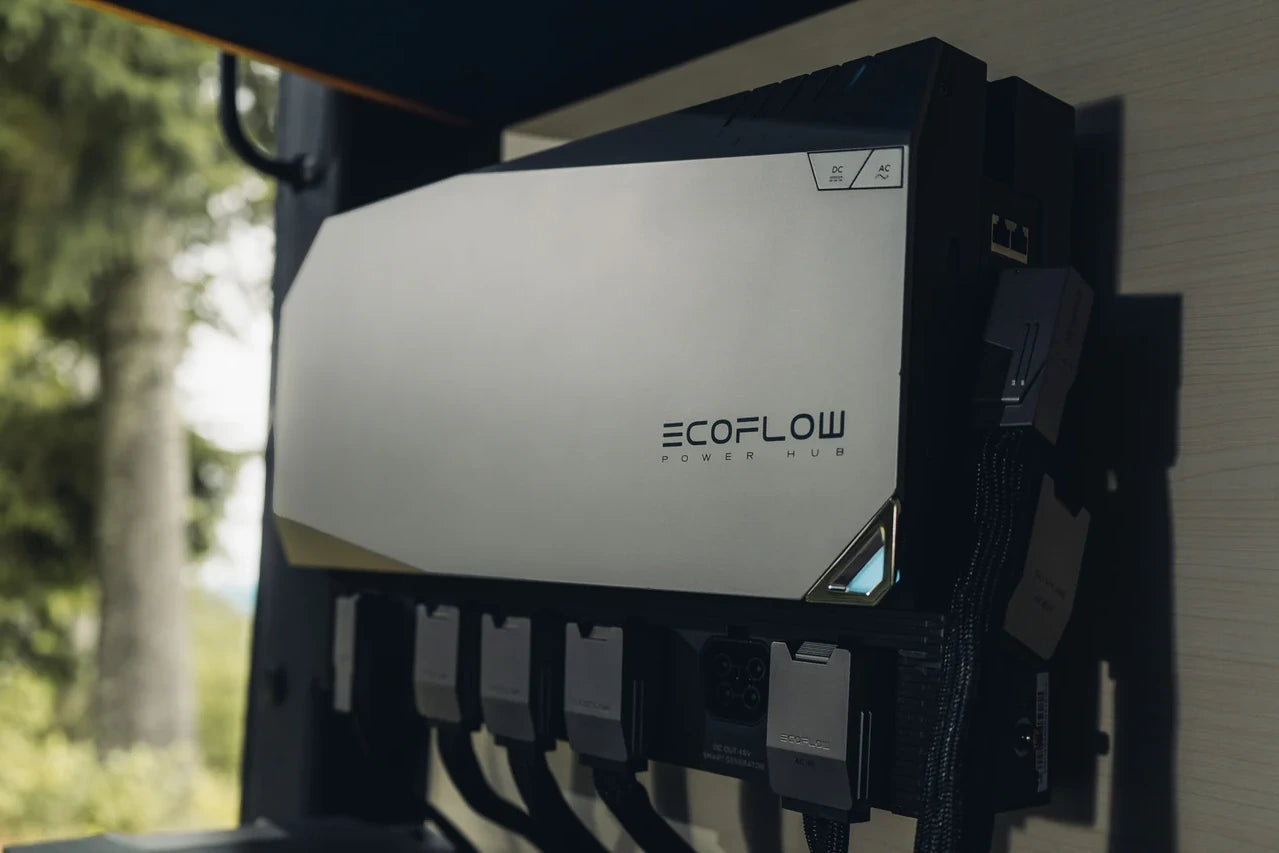 Installed EcoFlow Power Hub system in a campervan showing clean and modern wiring