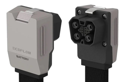 EcoFlow LFP battery power cable showing male and female connector ends