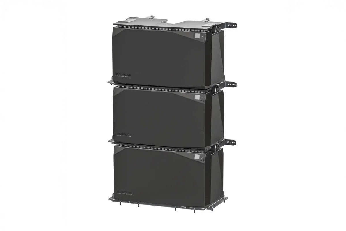 Stacked EcoFlow LFP batteries demonstrating expandable 15kWh system