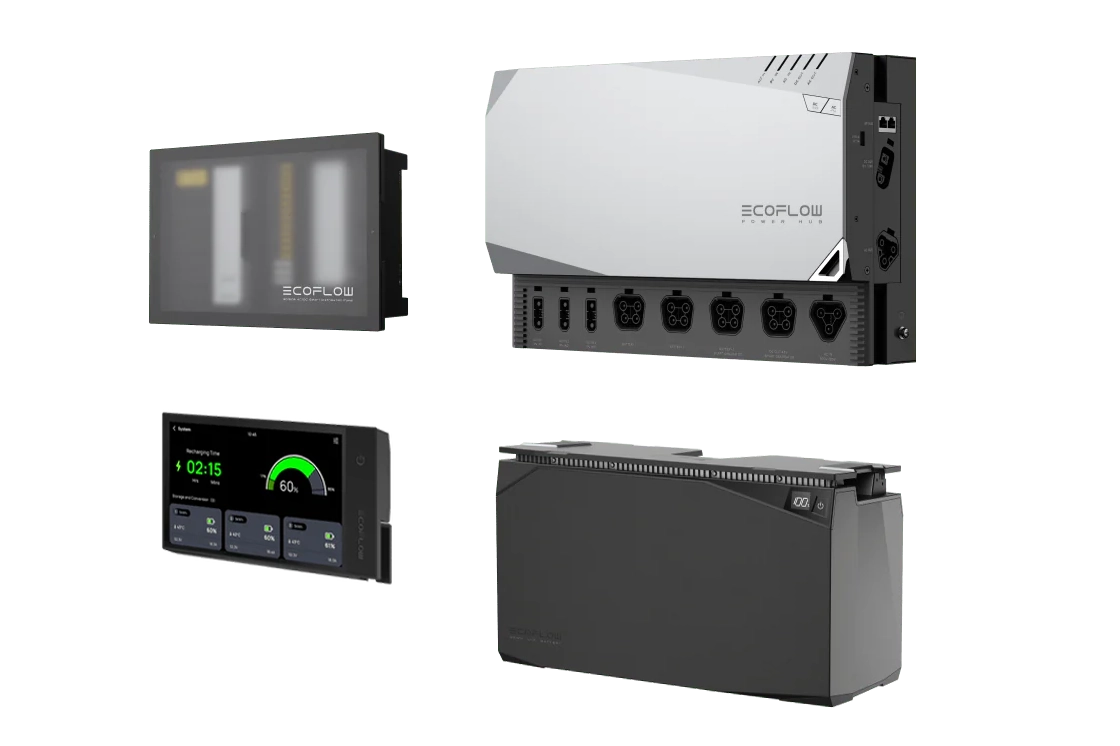 EcoFlow 5kVA Power Kit system with wiring harnesses and 50A RV-ready setup for off-grid or mobile applications.