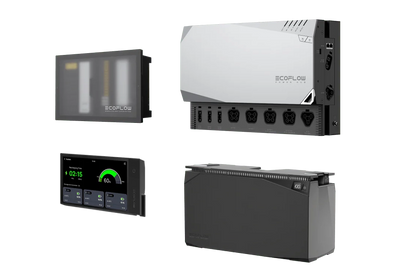 EcoFlow 5kVA Power Kit system with wiring harnesses and 50A RV-ready setup for off-grid or mobile applications.