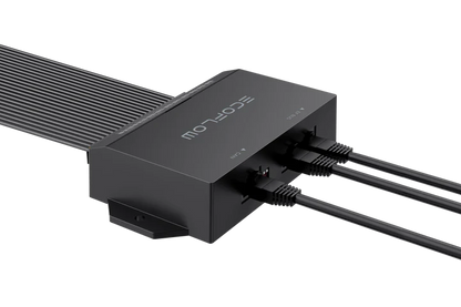 Angled side view of EcoFlow Power Link showing CAN and EF BUS cable connections