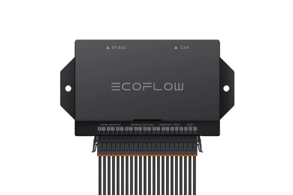 Front view of EcoFlow Power Link with terminal block and labeled sensor inputs