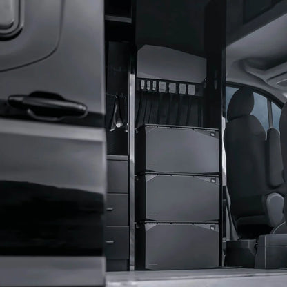 3 ecoflow powerkit batteries stacked - in a van