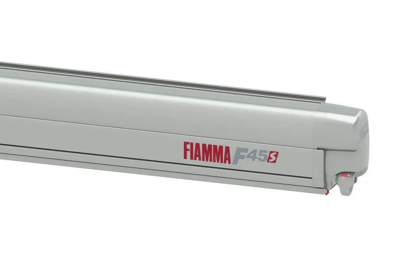 Fiamma F45S silver awning on a white background