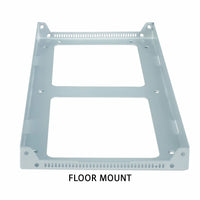 Metal floor mount bracket on a white background