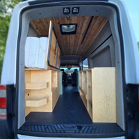 Ford Transit High Roof rear door trim installed at back doors - grey