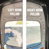 Ford Transit High Roof rear door trim installed at back doors - left and right rear pillars