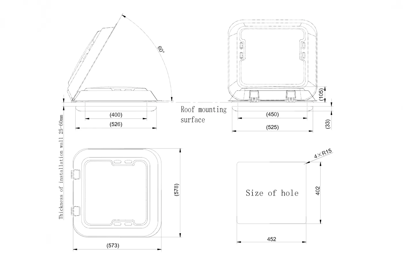 NomadicArk 450 x 400 hatch specs and dimensions 