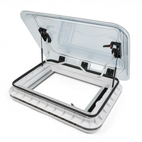 NomadicArk 700 x 500mm van and RV skylight roof hatch shown open on a white background