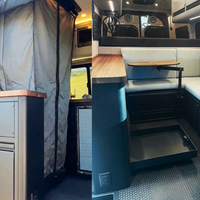 Cabinet mount layout for Tetravan Folding Shower in a camper van