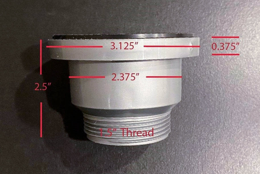 Patent-pending drain gutter detail on the Tetravan Folding Shower dimensions