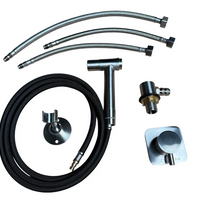 Set of plumbing components including hoses and connectors on a white background for van
