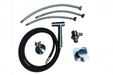 Set of plumbing components including hoses and connectors on a white background for van