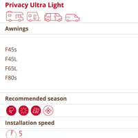 Fiamma Privacy Room Ultra Light Compatibility